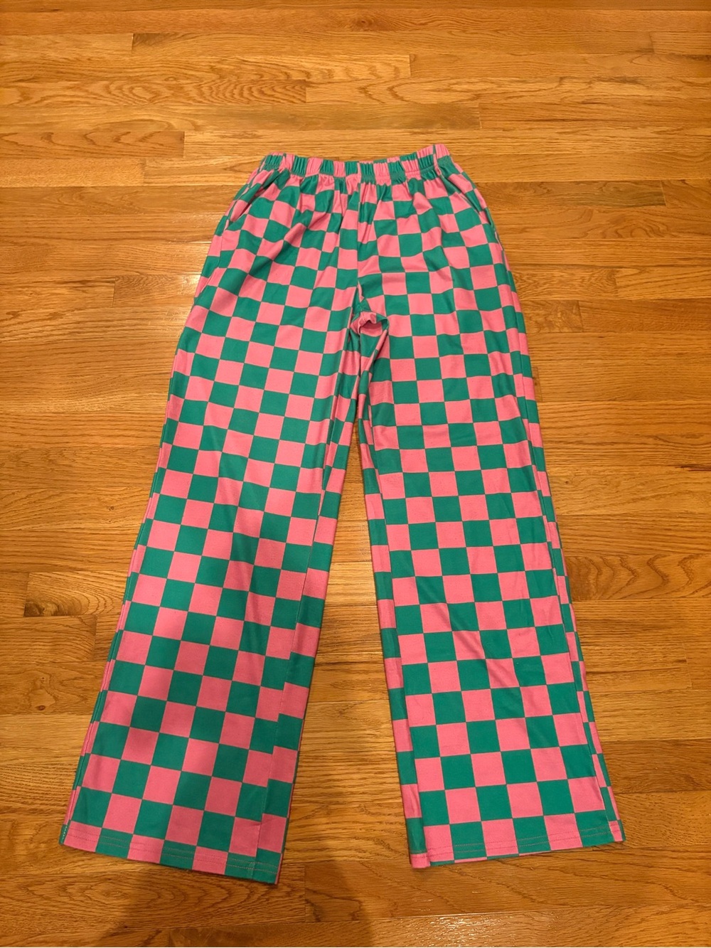 Women’s Pink and Teal Checkerboard Pants